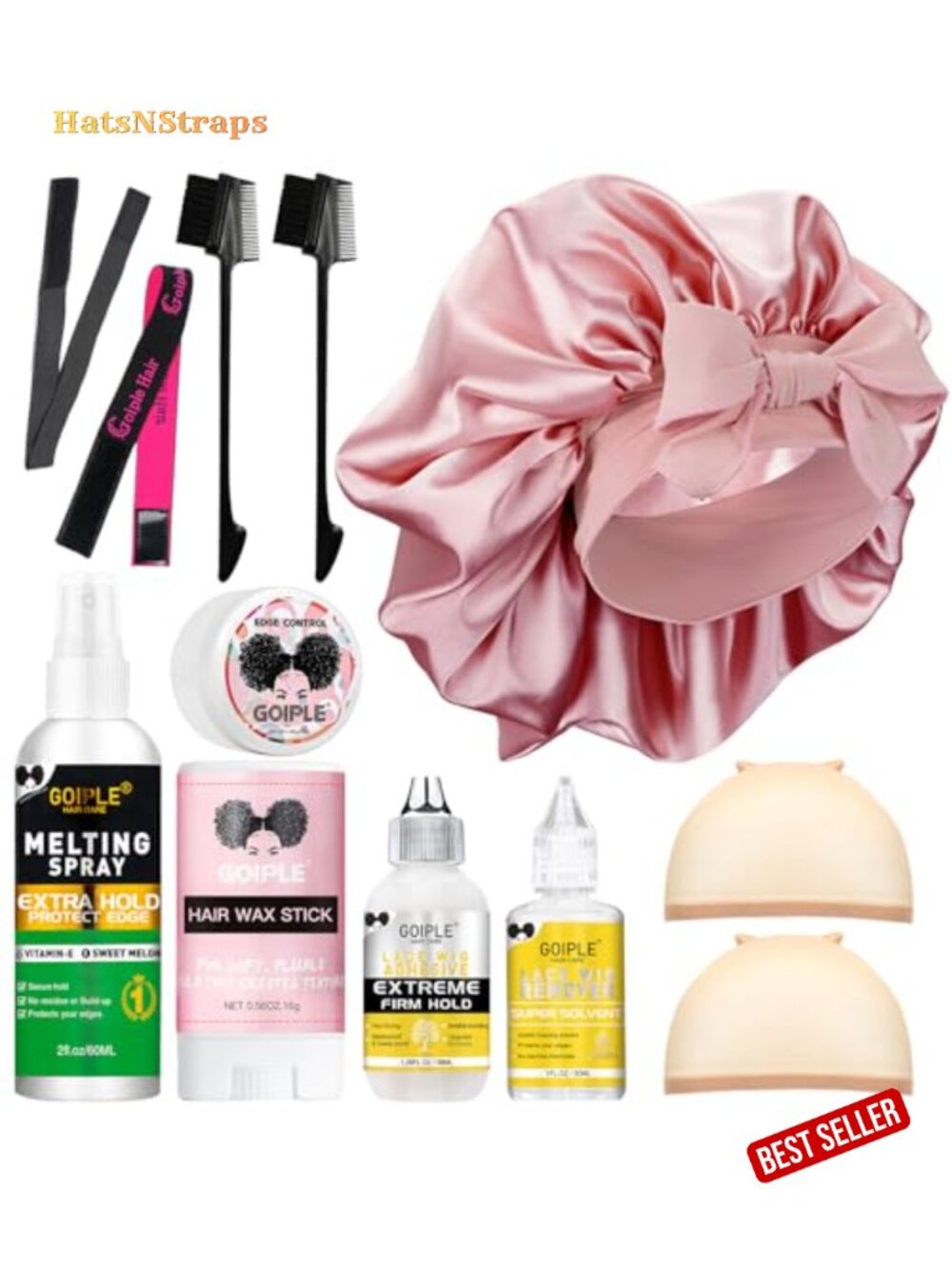 Wig Glue Kit Waterproof Lace Front Adhesive with Tools, Silk Bonnet